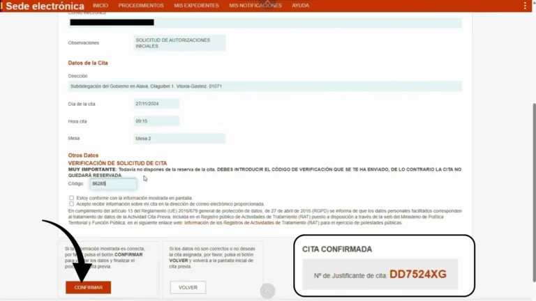 Click "Confirmar Cita" or "Aceptar" to finalize. Revisa tu información y envíala. Recibirás un correo electrónico con un código de referencia, un número único de 16 dígitos (por ejemplo, "ICP-XXXX-XXXX-XXXX"). Imprime el correo electrónico/PDF o guárdalo digitalmente. Es tu pase de entrada a la oficina. Click "Confirmar Cita" or "Aceptar" to finalize.Revisa tu información y envíala.Recibirás un correo electrónico con un código de referencia, un número único de 16 dígitos (por ejemplo, "ICP-XXXX-XXXX-XXXX").Imprime el correo electrónico/PDF o guárdalo digitalmente.Es tu pase de entrada a la oficina.
