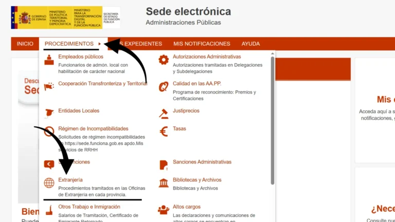 Haz clic en “Cita de Extranjeria” dentro del menú de Haz clic en “Cita de Extranjeria” dentro del menú de